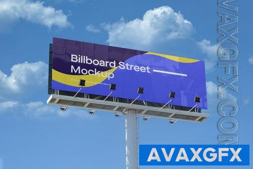 PSD large billboard mockup on sky with clouds