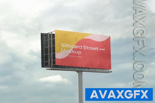 PSD large billboard mockup on cloudy sky