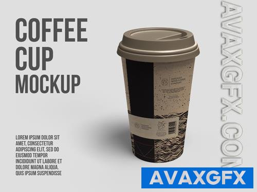 PSD coffee cup mockup with white background