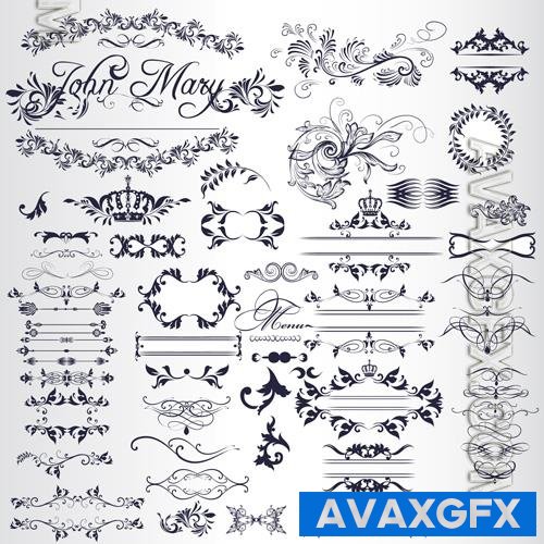 Ornamental decorative vector design elements