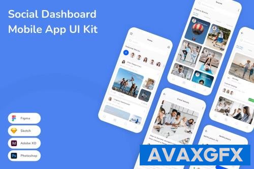 Social Dashboard Mobile App UI Kit R86UT27