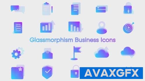 Videohive - Glassmorphism Business Icons 43185018