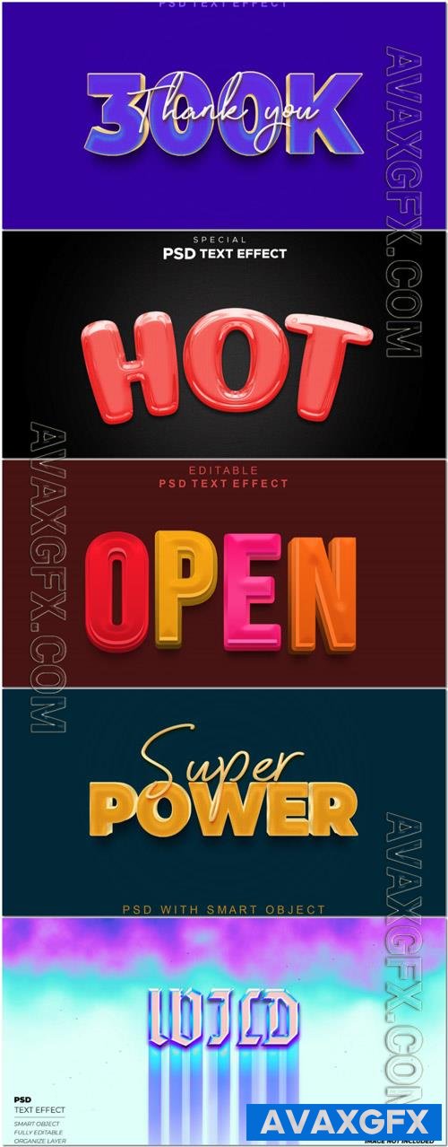 Psd style text effect editable set vol 110