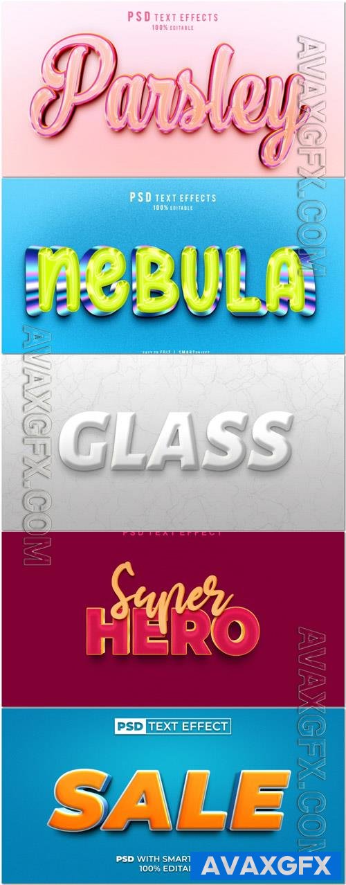 Psd style text effect editable set vol 109