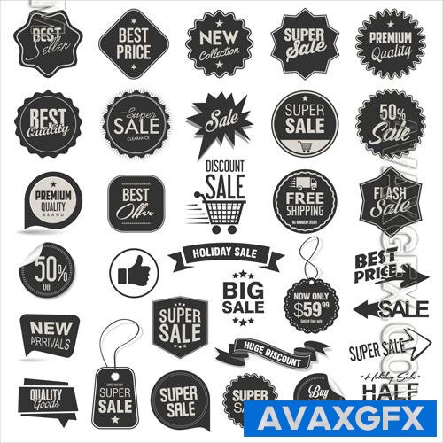 Vector sale or discount labels special offer price tag collection