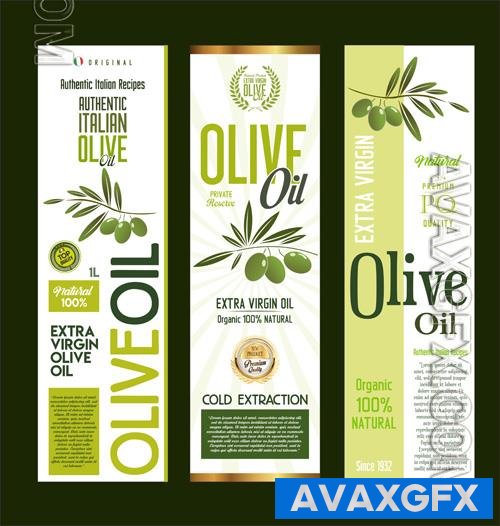 Vector olive oil packaging design bottle label collection