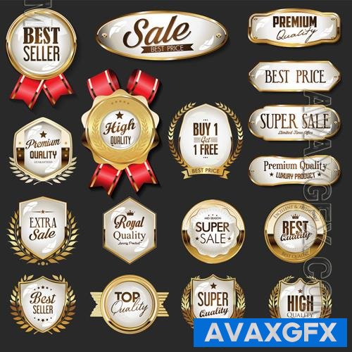 Vector luxury premium sale golden badges and labels collection