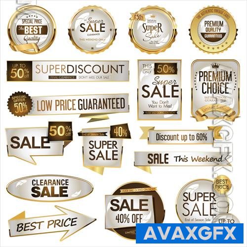 Vector luxury gold and brown badges and labels collection illustration