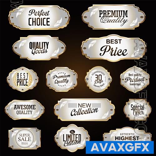 Vector golden badges and labels super sale collection