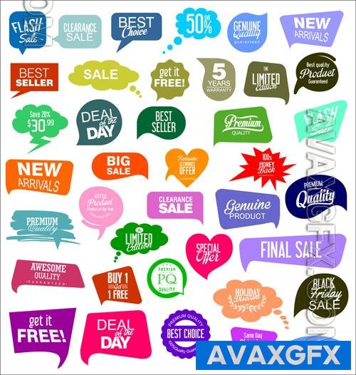 Vector colorful sale stickers illustration collection