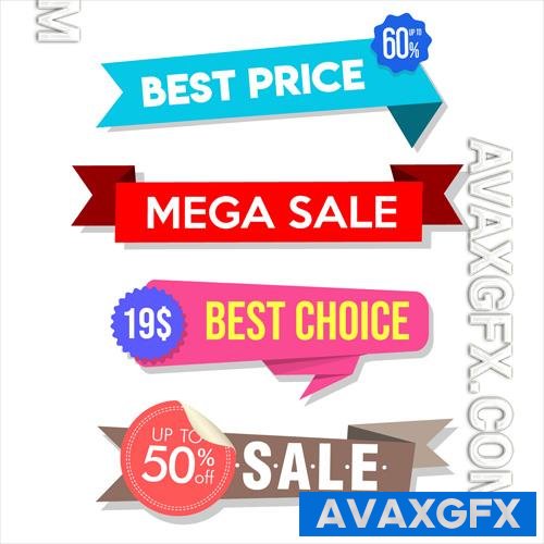 Vector collection of colorful sale stickers and tags