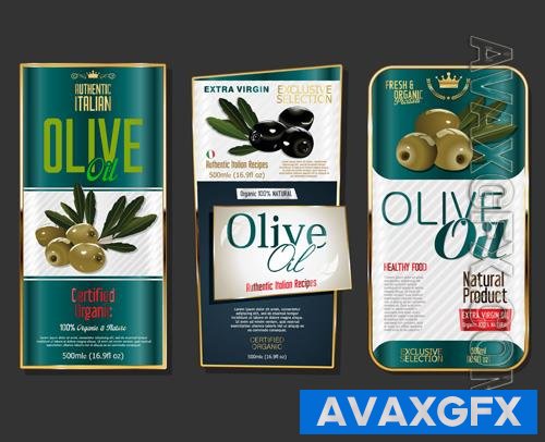 Vector collection of colorful olive oil labels vol 2
