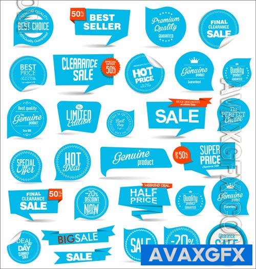 Vector collection of blue modern badges and labels