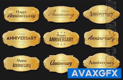 Vector collection of anniversary golden logotype celebration emblem
