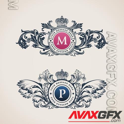 Vector luxury emblem fashion logo design identity for restaurant and boutique