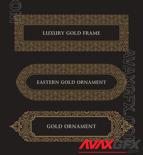 Vector eastern gold frame arabic vector lines design templates muslim eastern floral frame for cards