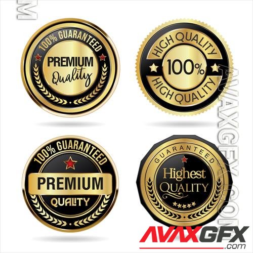 Vector collection of premium quality gold and black badge retro design vector illustration vol 3