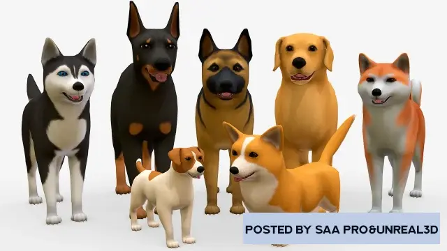 Unreal Engine Characters Toon Dogs pack v4.20-4.27, 5.0