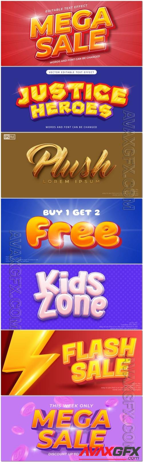 Vector 3d text editable, text effect font vol 32