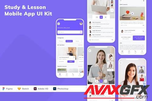 Study & Lesson Mobile App UI Kit M2972VZ