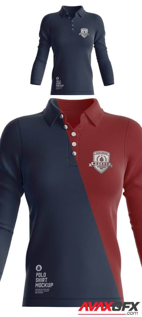 Women's Short Sleeve Polo Shirt Mockup. Front Side 452796806