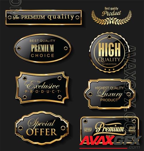 Vector gold and black sale labels retro vintage design collection