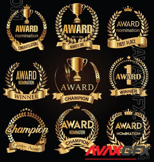 Vector award golden retro banner