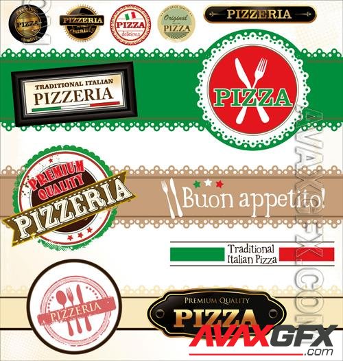 Vector pizza labels template