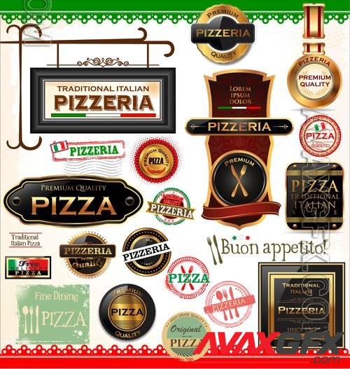 Vector pizza labels design