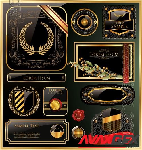 Vector elegant vector black gold frame label