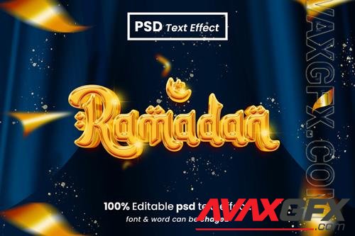 PSD ramadan kareem glossy editable 3d text effect