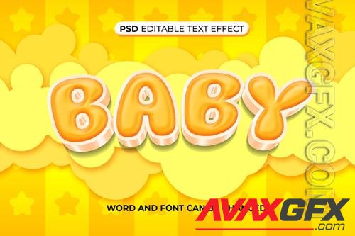 PSD baby yellow text effect 3d