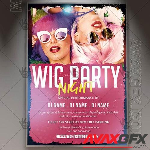 Psd wig party night flyer design templates