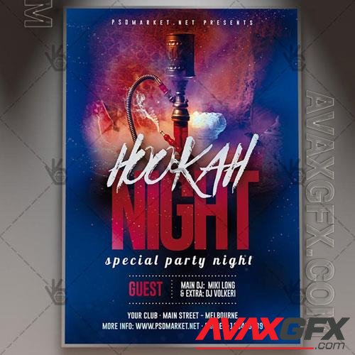 Psd hookah night flyer design templates