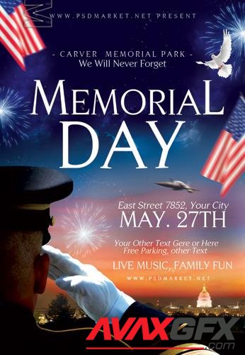 Psd happy memorial day flyer design templates