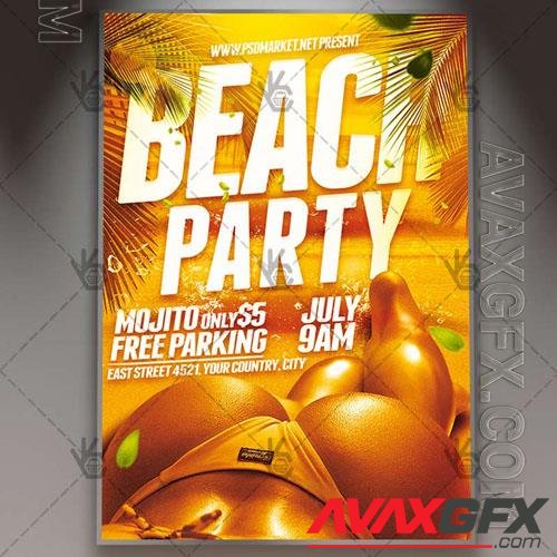 Psd beach party flyer design templates