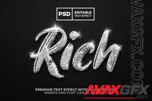 PSD rich silver glitter luxury editable text effect style