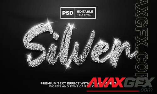 PSD luxury silver glitter shiny editable text effect