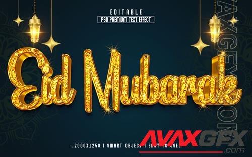 PSD eid mubarak 3d editable  text effect style