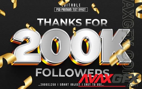 PSD 200k followers 3d editable psd text effect style