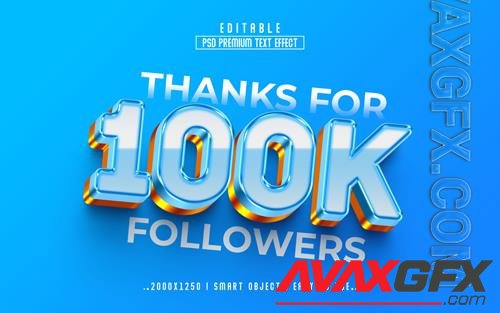 PSD 100k followers 3d editable psd text effect style