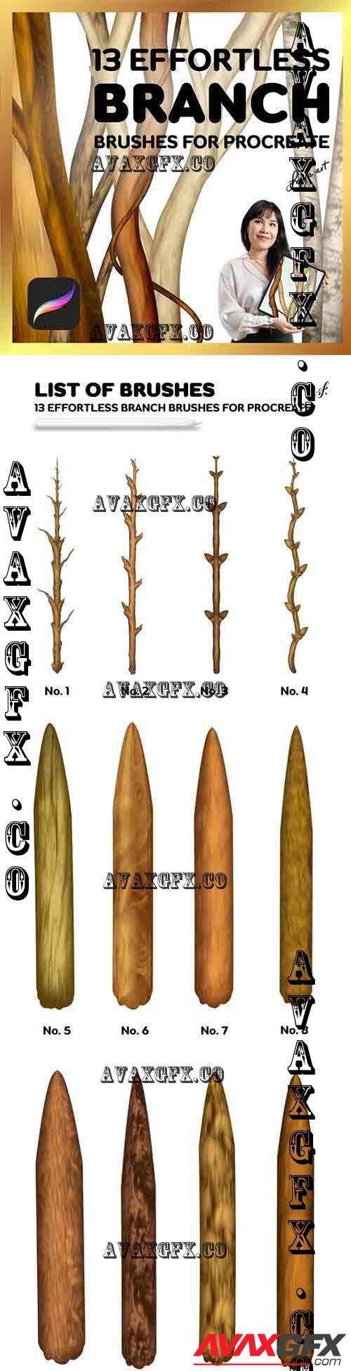 Wood Brushes Procreate | 13 Procreate Effortless Branch Brushes - 42971585