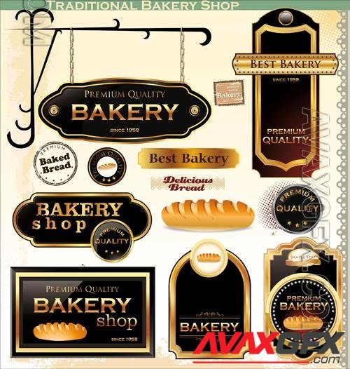 Vector retro bakery badges and labels