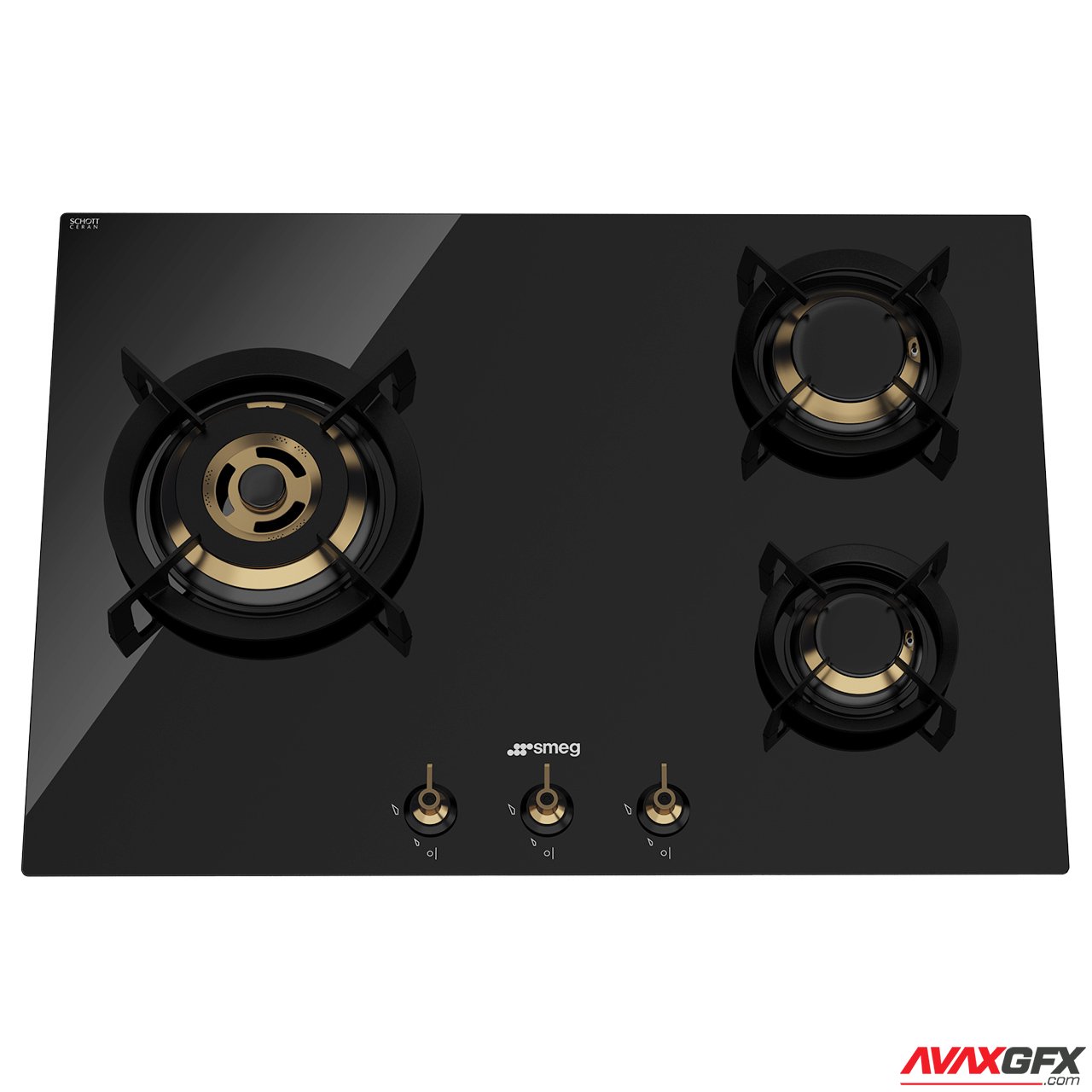 Gas Hob PC73GNO by Smeg 3D Model