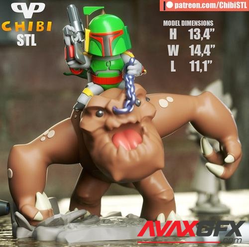 Boba Fett on Rancor Chibi – 3D Print