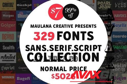 Sans Serif Script Bundle Collection - 329 Premium Fonts