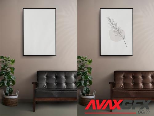 Adobestock - Picture Frame Sofa Mockup on the Wall 442400512