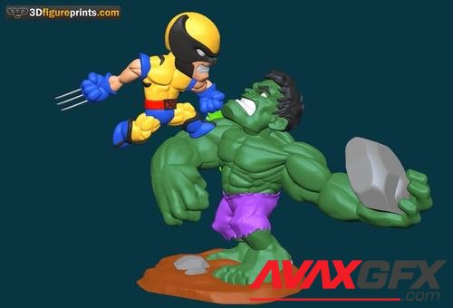 Hulk Vs Wolverine Chibi – 3D Print