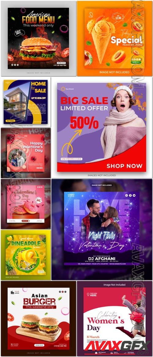 Flyer social media post, psd banner set vol 61