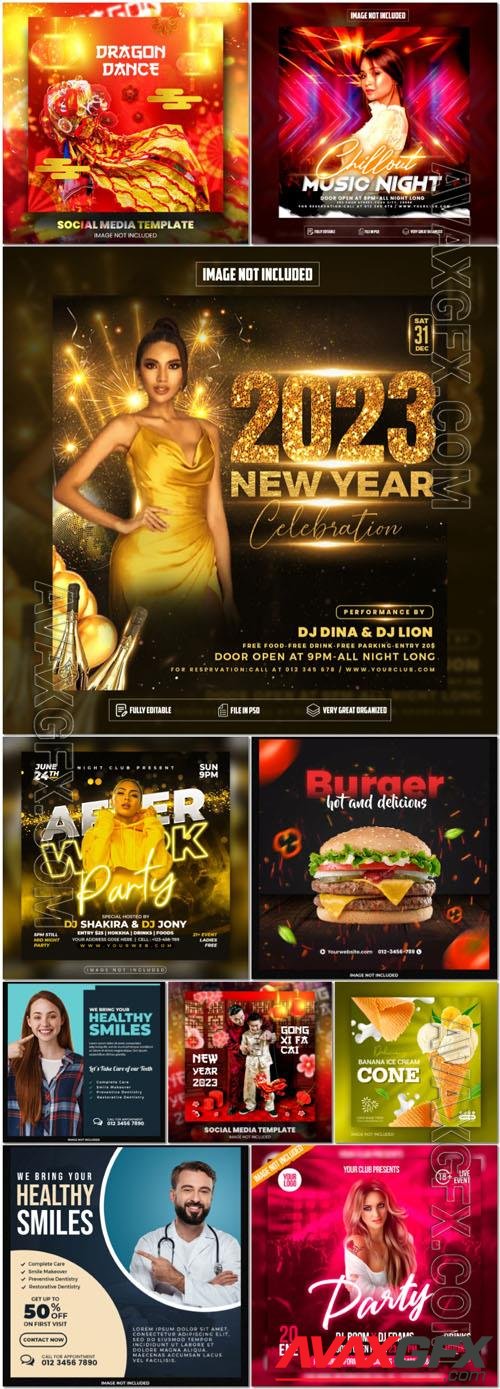 Flyer social media post, psd banner set vol 58